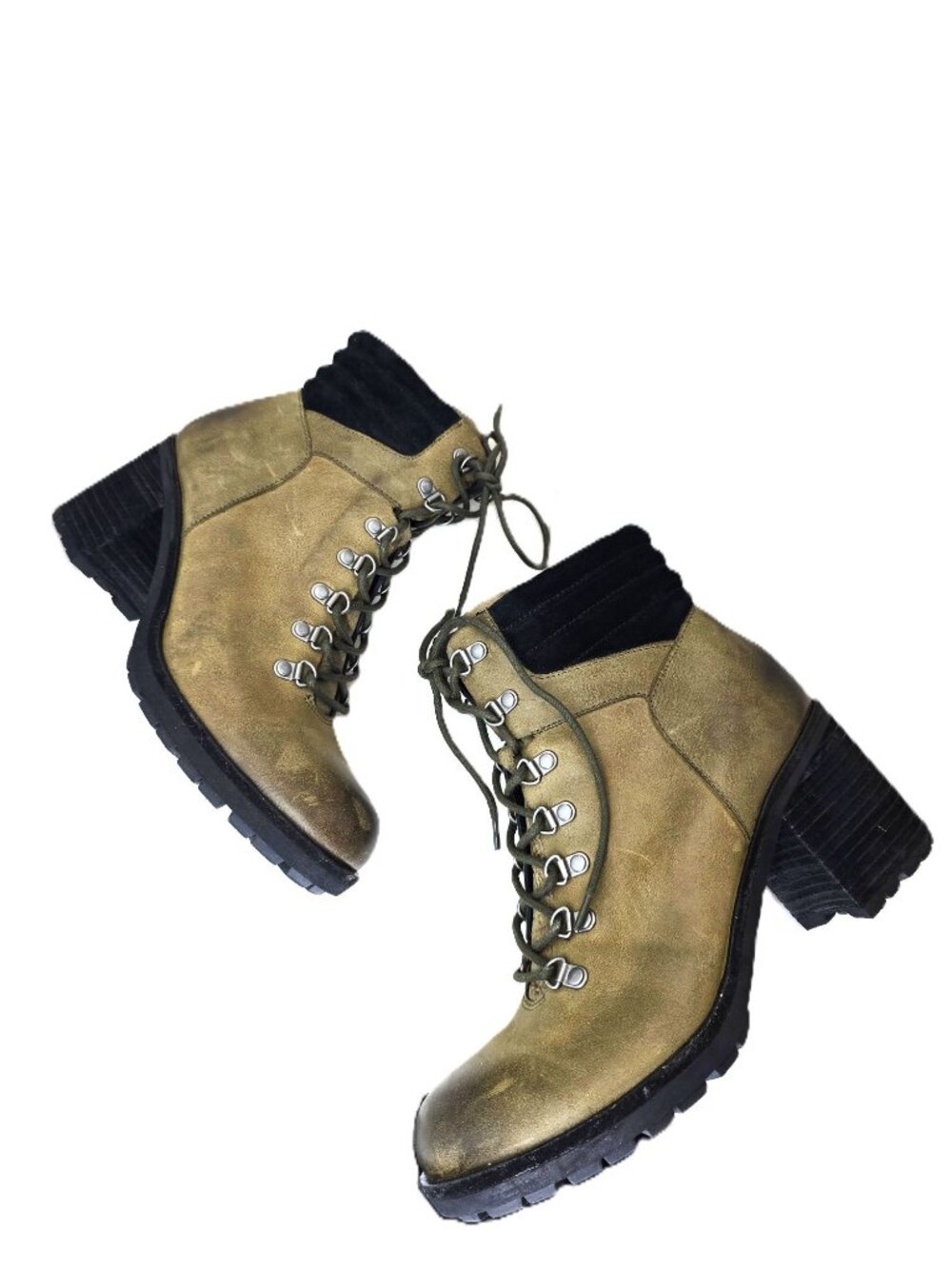 Kork Ease Disna Ankle Heeled Boots $200 Women's Size 8.5 Leather Olive Green